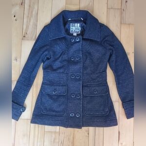 Billabong Charcoal Grey Women's Double Breasted Jacket Size L